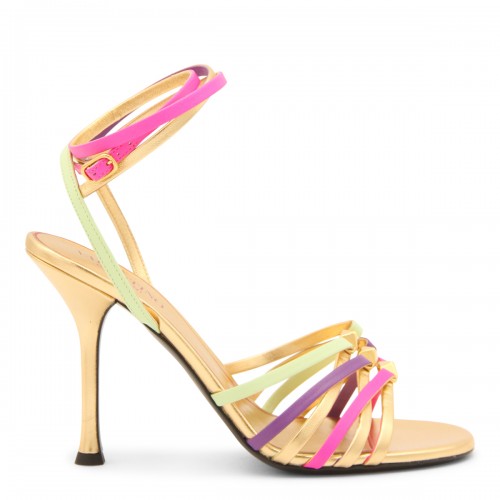 MULTICOLOUR LEATHER STRAPPY SANDALS