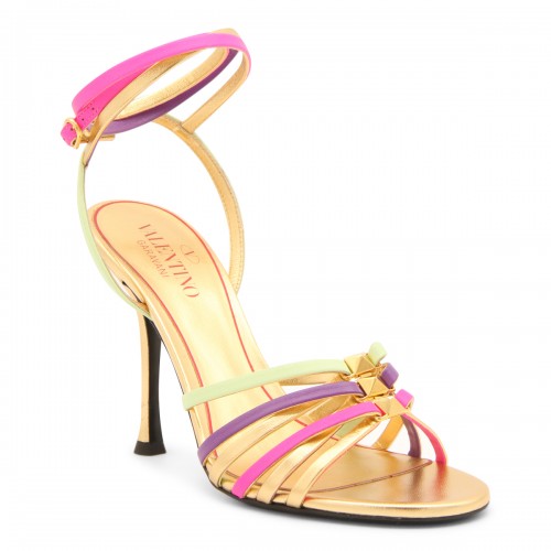 MULTICOLOUR LEATHER STRAPPY SANDALS