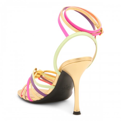 MULTICOLOUR LEATHER STRAPPY SANDALS