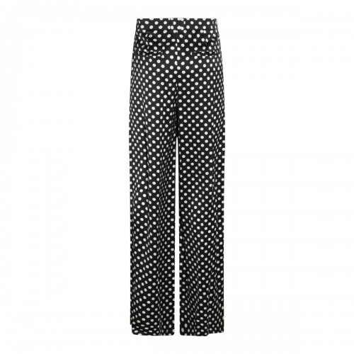 BLACK AND WHITE VISCOSE TROUSERS