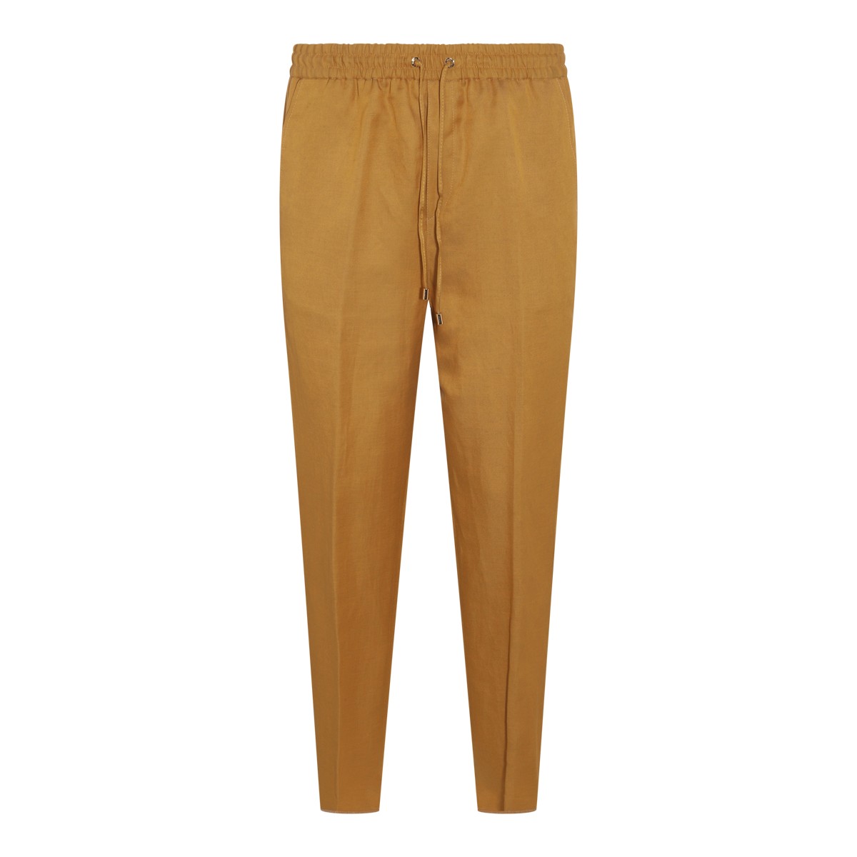 OCHRE LINEN BLEND PANTS