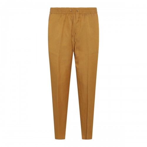 OCHRE LINEN BLEND PANTS