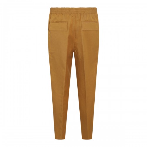 OCHRE LINEN BLEND PANTS