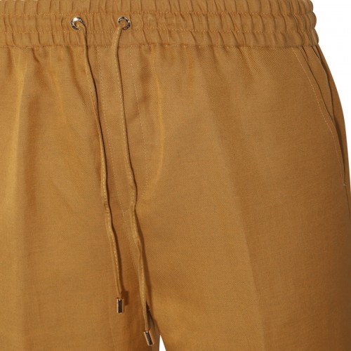 OCHRE LINEN BLEND PANTS