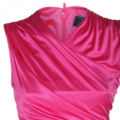 GLOSSY PINK VISCOSE DRESS