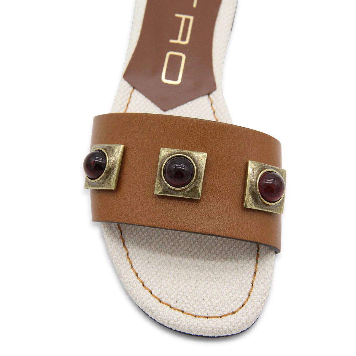 BROWN LEATHER SLIDES