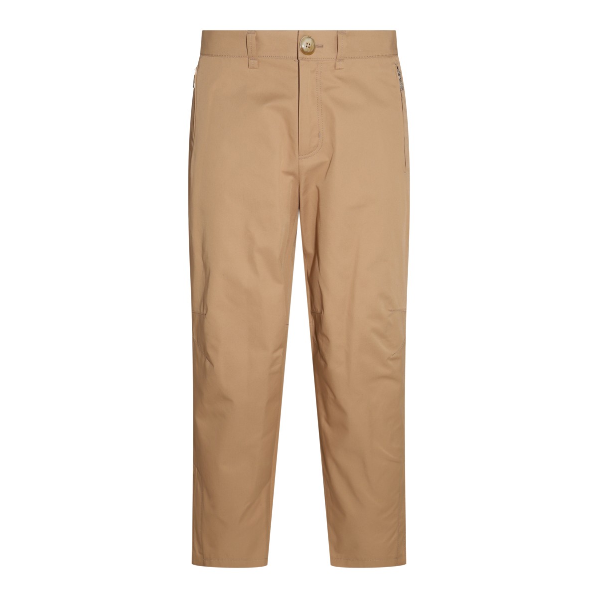 SAND COTTON AND WOOL BLEND PANTS