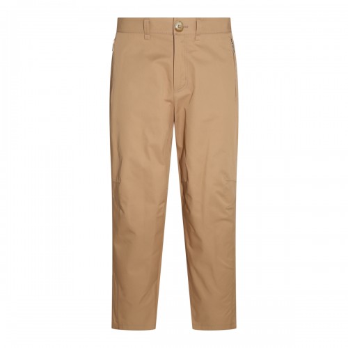 SAND COTTON AND WOOL BLEND PANTS