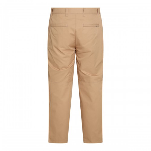 SAND COTTON AND WOOL BLEND PANTS