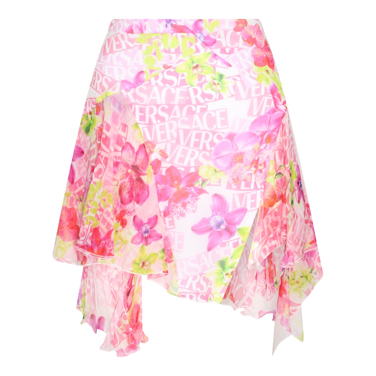 WHITE AND PINK SILK MINI SKIRT 