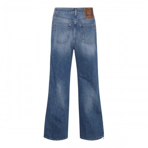 MID BLUE DENIM WIDE LEG JEANS