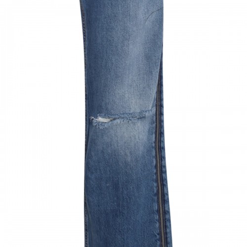 MID BLUE DENIM WIDE LEG JEANS