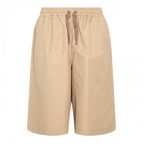 BEIGE COTTON BLEND SHORTS