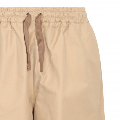 BEIGE COTTON BLEND SHORTS