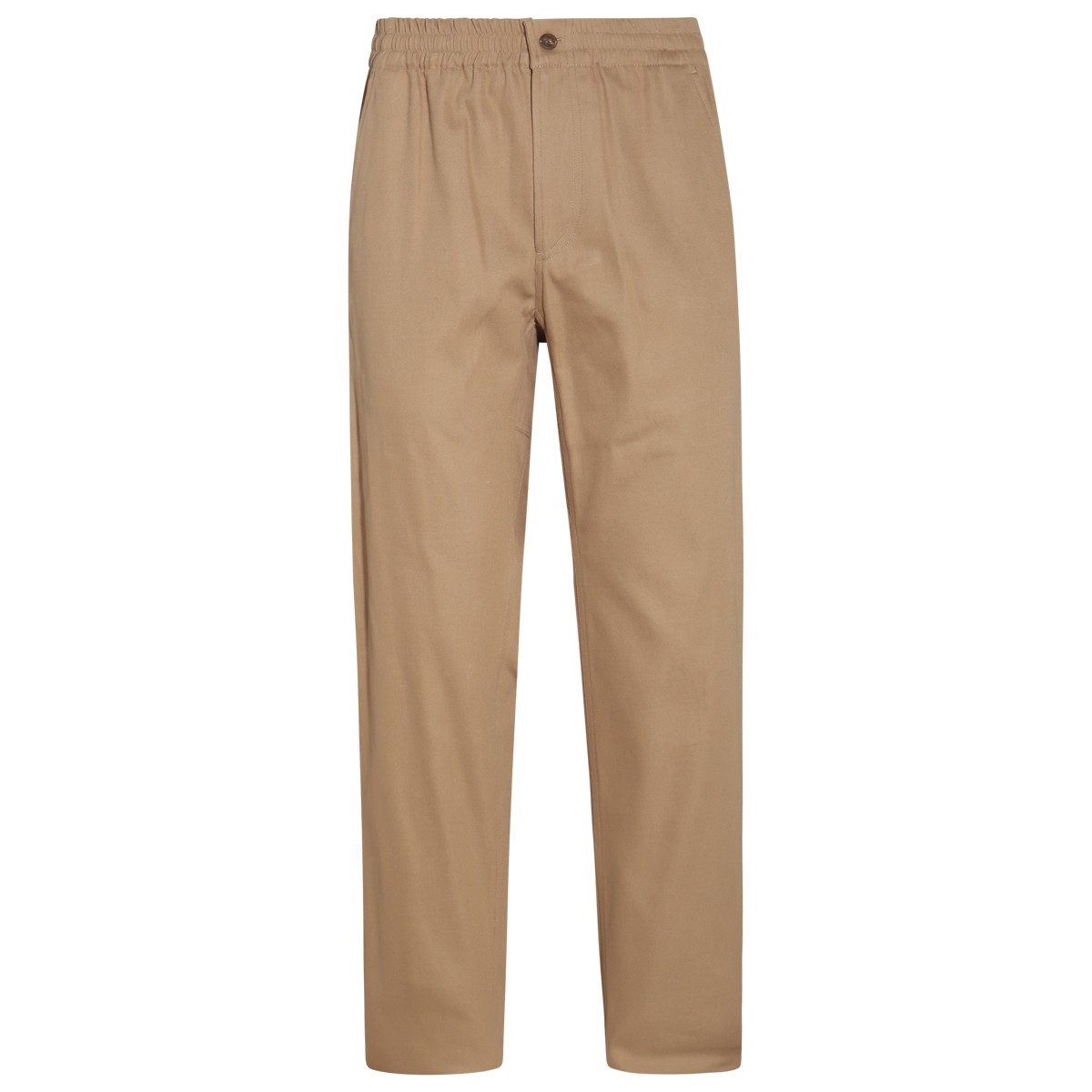 BEIGE COTTON BLEND TROUSERS