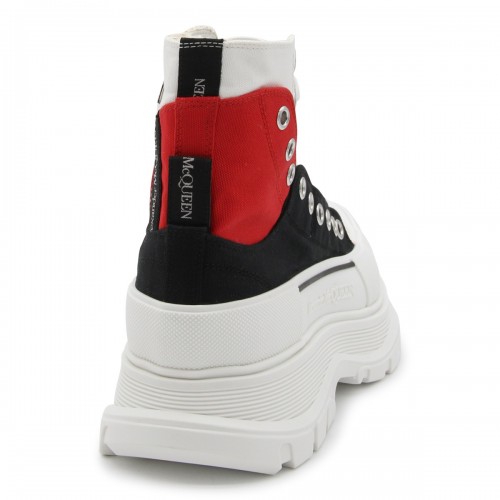 WHITE BLACK AND RED CANVAS BOOTS