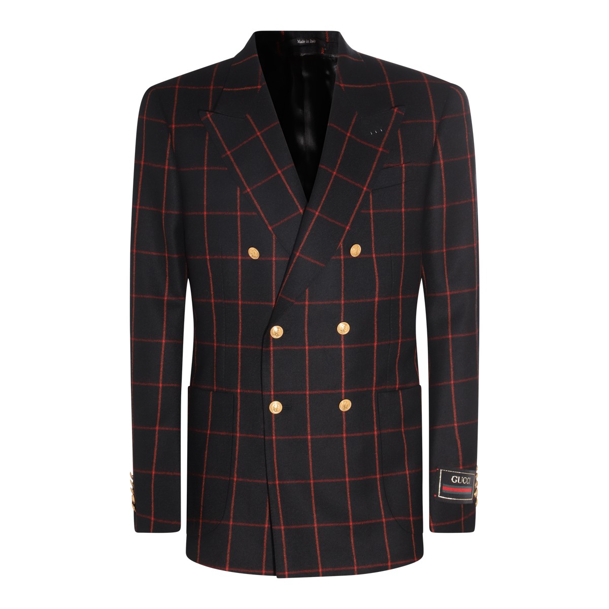 BLACK WOOL CHECK BLAZER