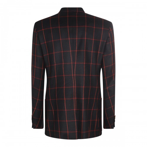 BLACK WOOL CHECK BLAZER