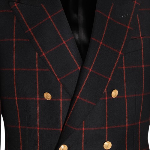 BLACK WOOL CHECK BLAZER