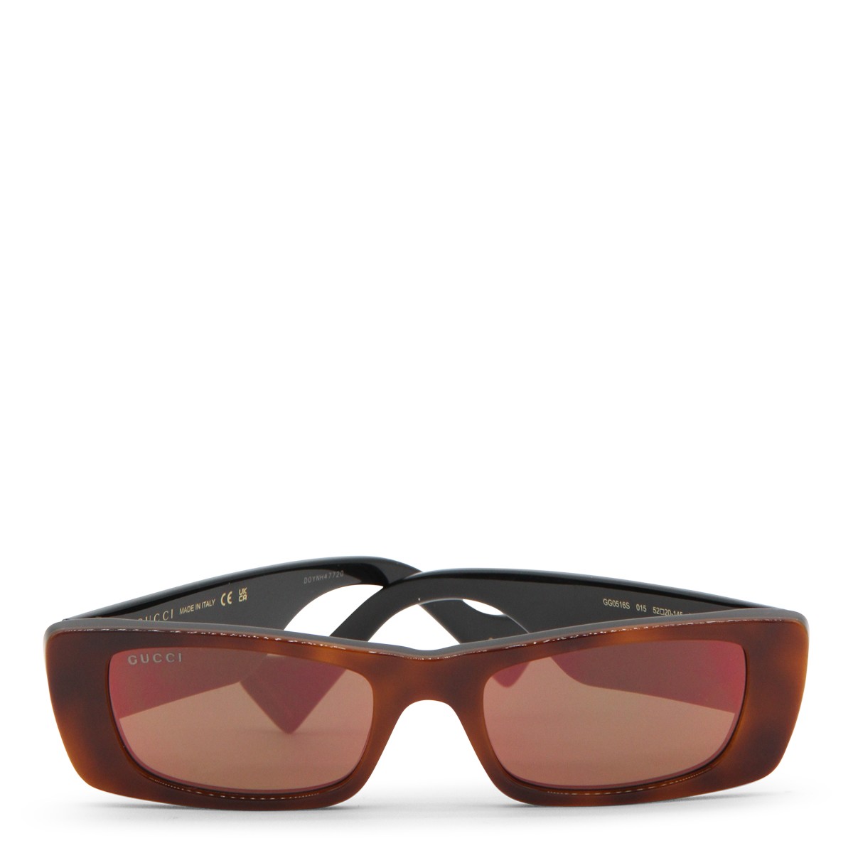 HAVANA AND RED ACETATE RECTANGLE SUNGLASSES