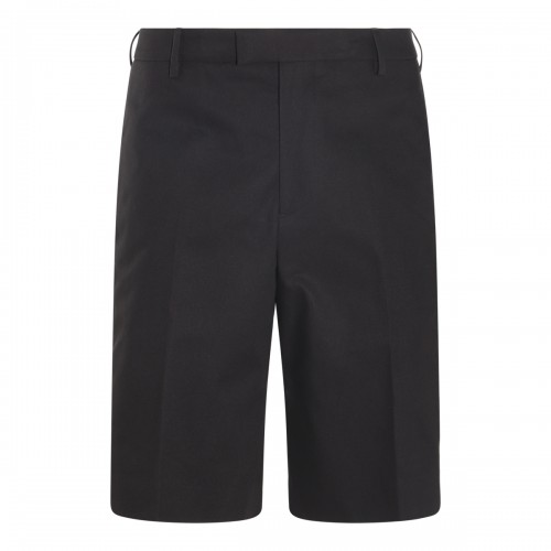 BLACK COTTON BERMUDA SHORTS