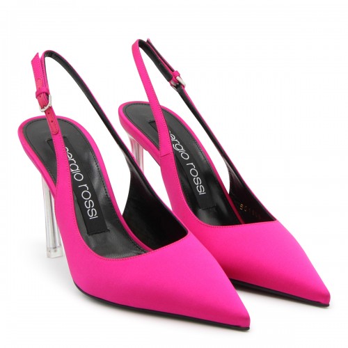 MAGENTA LEATHER GODIVA SLINGBACK PUMPS