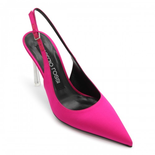 MAGENTA LEATHER GODIVA SLINGBACK PUMPS