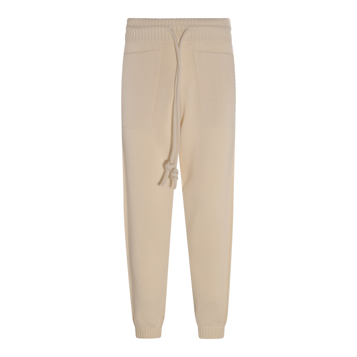 BEIGE COTTON 3D DIAG TRACK PANTS