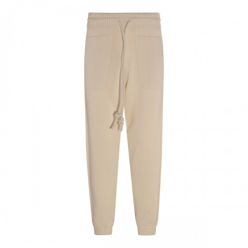 BEIGE COTTON 3D DIAG TRACK PANTS