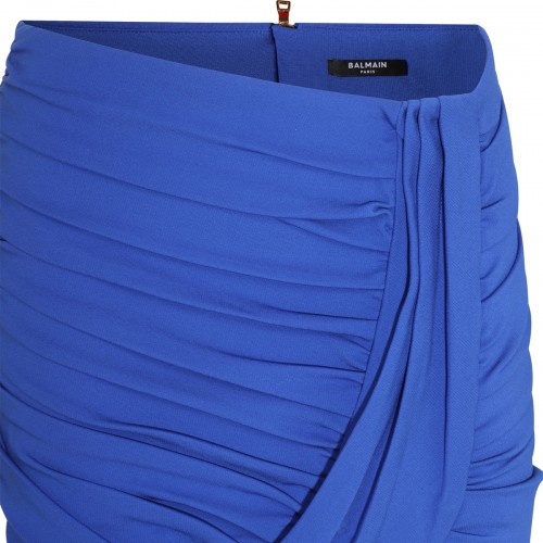 COBALT BLUE VISCOSE BLEND SKIRT