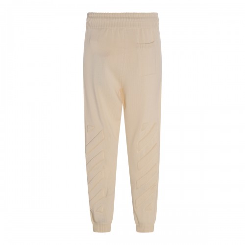 BEIGE COTTON 3D DIAG TRACK PANTS