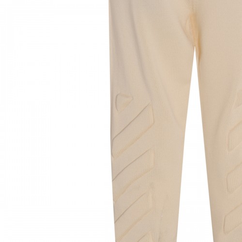 BEIGE COTTON 3D DIAG TRACK PANTS