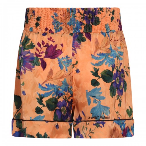 ORANGE MULTICOLOUR VISCOSE BLEND SHORTS