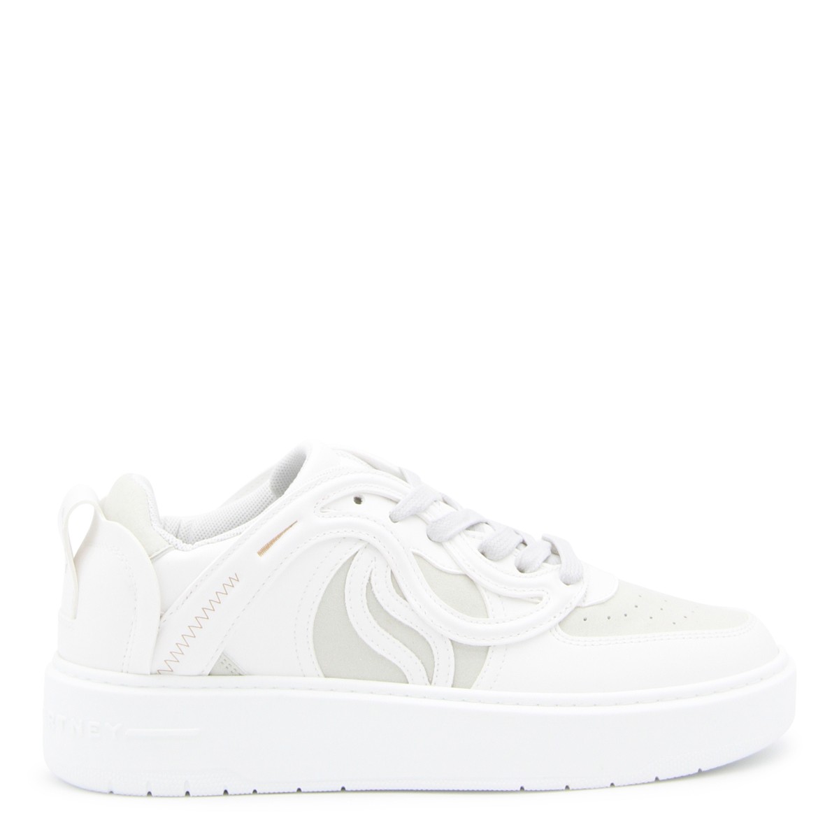 WHITE CANVAS AND FAUX LEATHER SNEAKERS