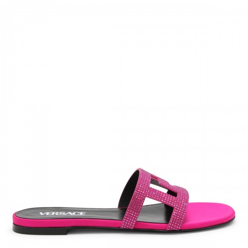 PINK LEATHER GRECA MAZE SANDALS