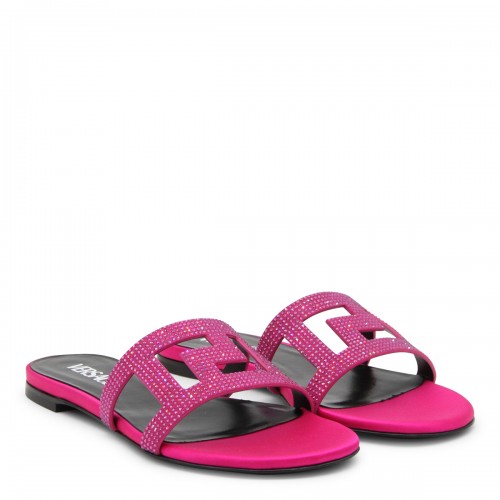 PINK LEATHER GRECA MAZE SANDALS