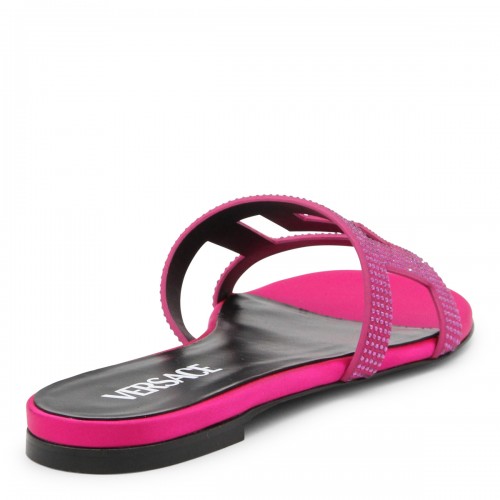 PINK LEATHER GRECA MAZE SANDALS