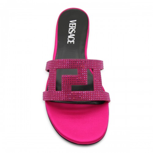 PINK LEATHER GRECA MAZE SANDALS