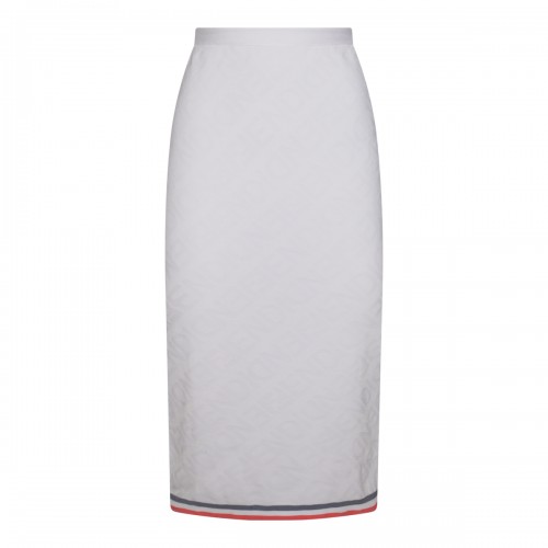 WHITE VISCOSE BLEND STRETCH SKIRT