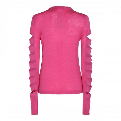 HOT PINK VIRGIN WOOL AND COTTON BLEND SWEATER