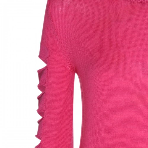 HOT PINK VIRGIN WOOL AND COTTON BLEND SWEATER