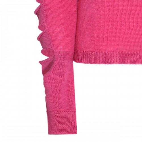 HOT PINK VIRGIN WOOL AND COTTON BLEND SWEATER