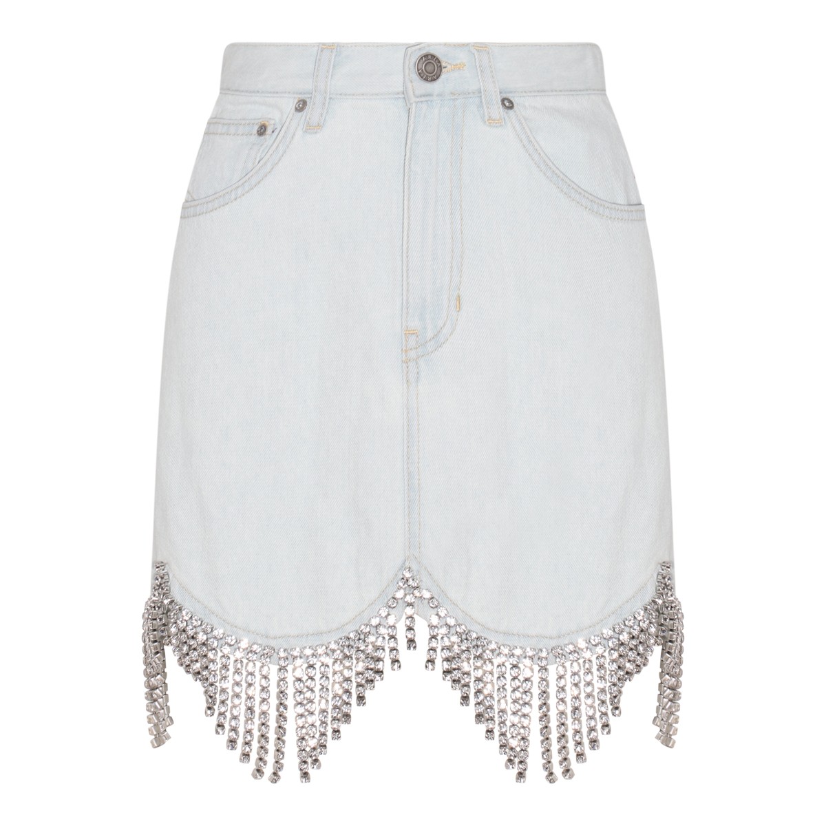 LIGHT BLUE COTTON BLEND DENIM SKIRT