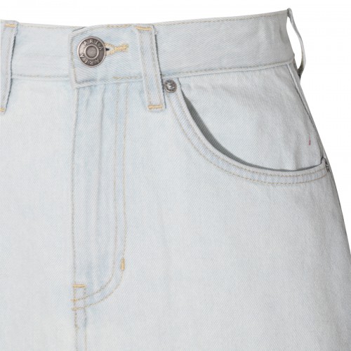 LIGHT BLUE COTTON BLEND DENIM SKIRT