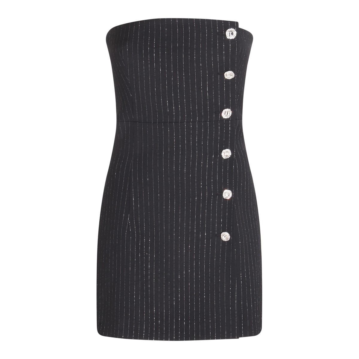 BLACK AND SILVER-TONE WOOL BLEND DRESS