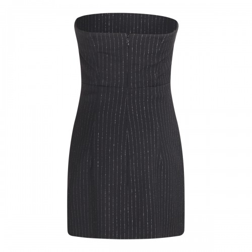 BLACK AND SILVER-TONE WOOL BLEND DRESS