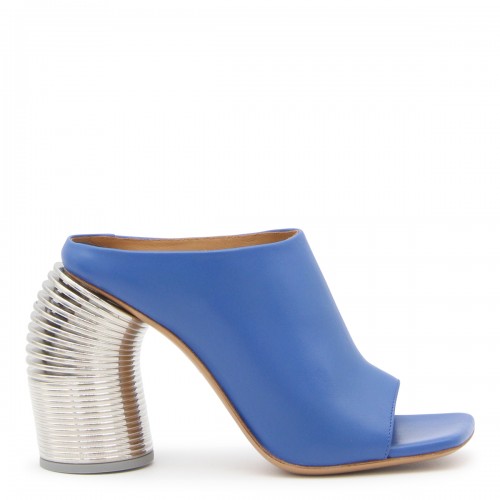 BLUE AND SILVER TONE LEATHER SANDALS