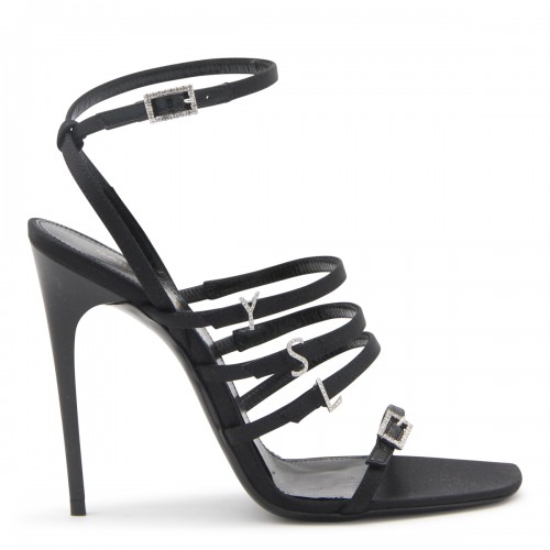 BLACK SATIN JERRY SANDALS 