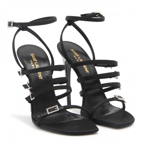 BLACK SATIN JERRY SANDALS 