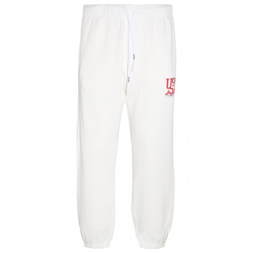 WHITE COTTON TRACK PANTS